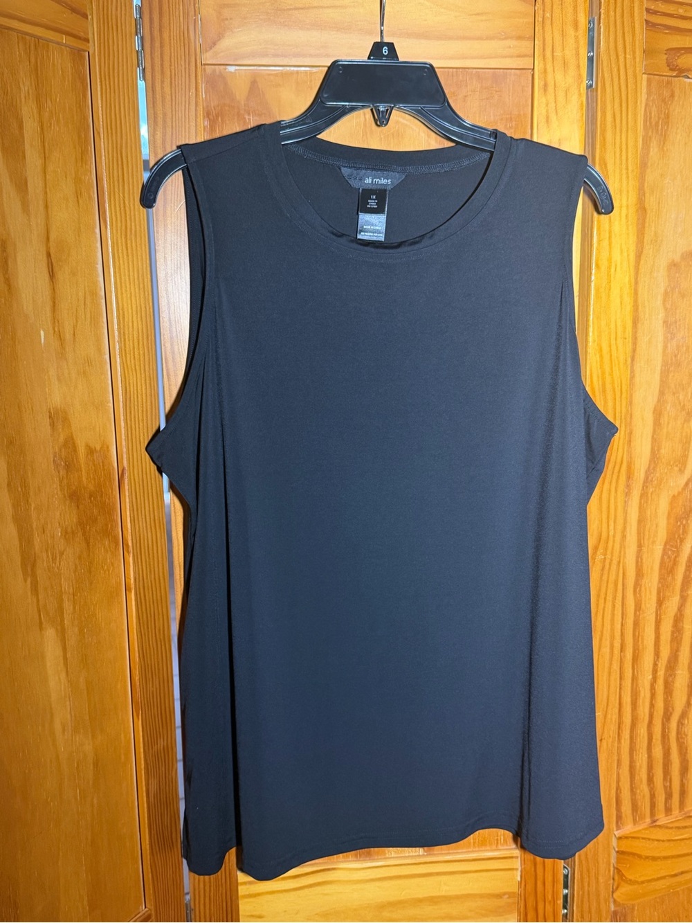 Ali Miles Minimalist Black Crewneck Sleeveless Top|Sz 1X|Basic, Capsule